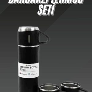Termos Seti Paslanmaz Çelik 3 Bardaklı Vakumlu Termos Set 500 Ml 12 Saate Kadar Isı Koruma