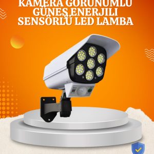 Solar Şarjlı Hareket Sensörlü LED Dış Mekan Lambası Kamera Tasarımlı Güvenlik Işığı