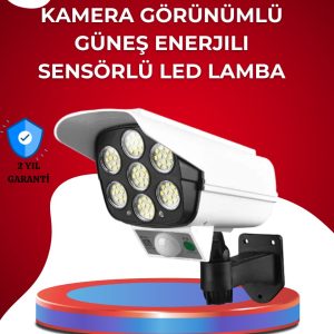 Uzaktan Kumandalı Güneş Enerjili LED Güvenlik Lambası Kamera Tipi Hareket Sensörlü