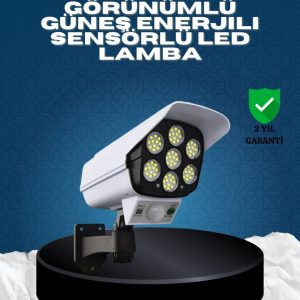 Güneş Enerjili Kamera Görünümlü Hareket Sensörlü LED Duvar Lambası Uzaktan Kumandalı