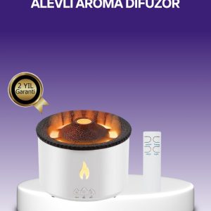 3D Alev Efektli Hava Nemlendirici – Uzaktan Kumandalı ve 8 Saat Çalışma Süreli