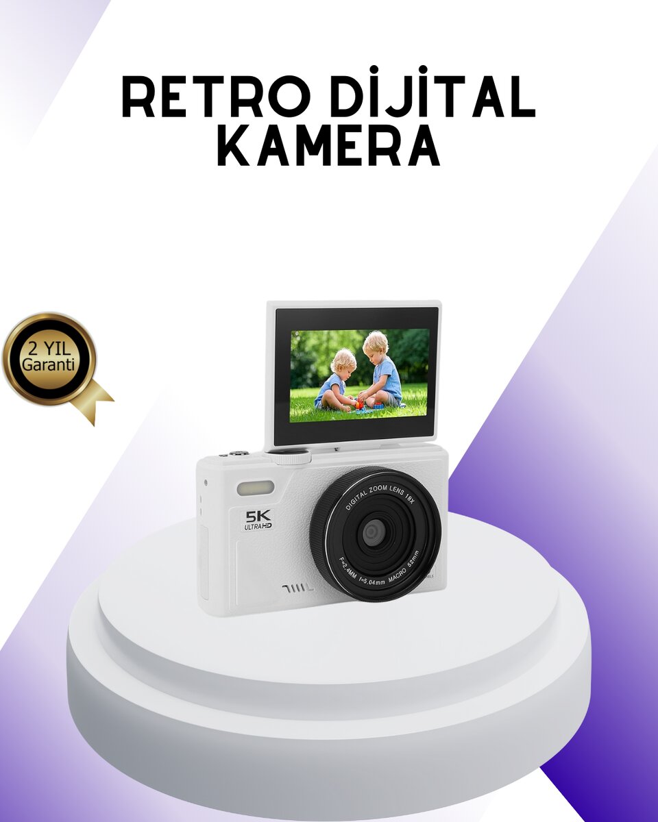 5K UHD Dijital Kamera WiFi Bağlantılı Otofokus 18x Zoom Taşınabilir