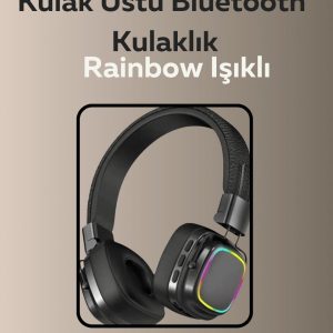 Bluetooth 5.3 Rainbow Işıklı Kulak Üstü Kablosuz Kulaklık