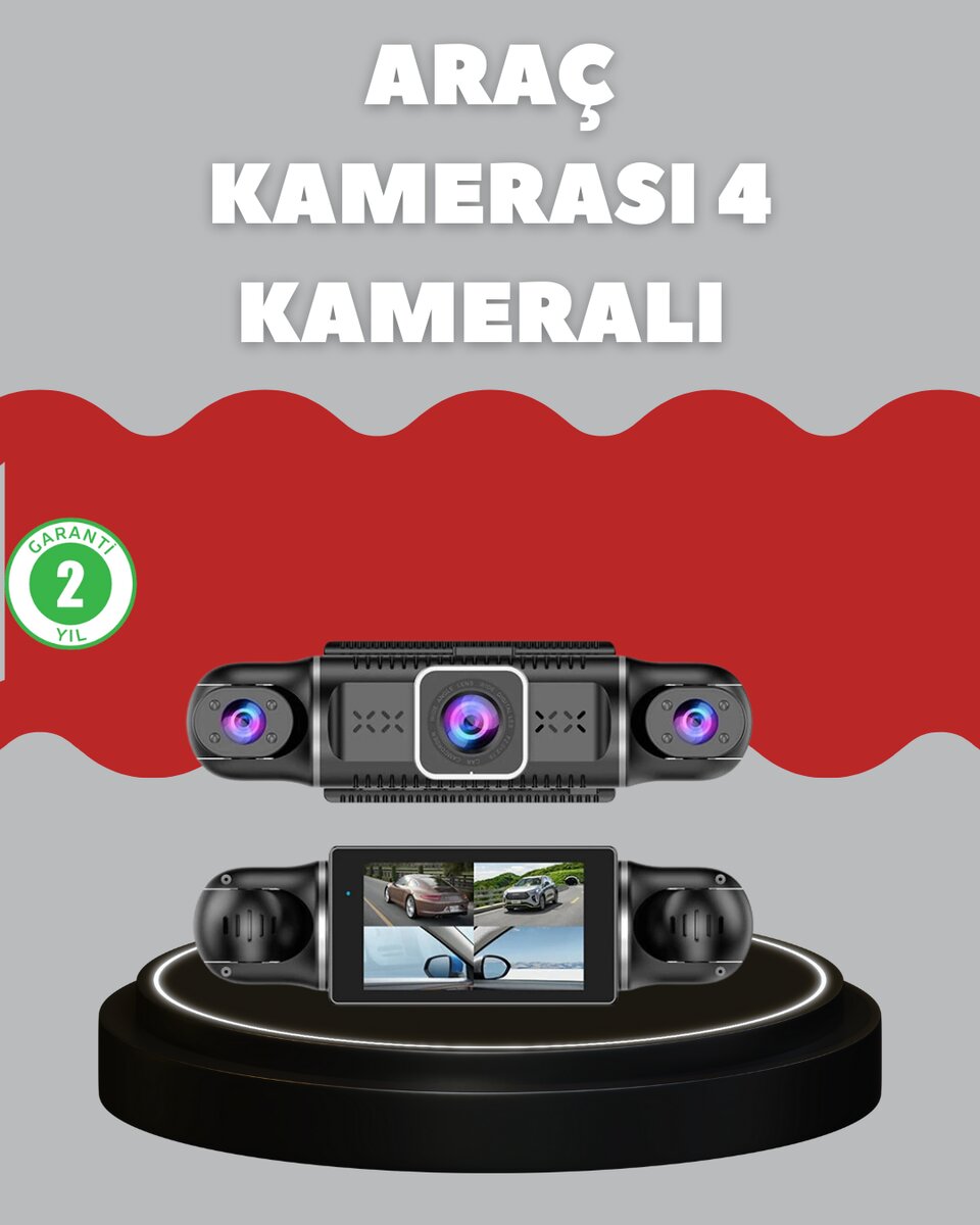 4 Kameralı Araç Kayıt Cihazı Full HD Park İzleme Gece Görüş