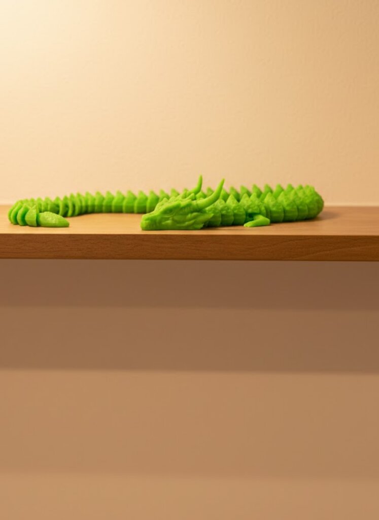 Hareketli Yeşil Ejderha Figür Uzun Gövdeli Koleksiyonluk Tasarım