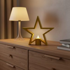 Yıldız Şeklinde Sarı Mumluk Loş Işık Ev Aksesuarı