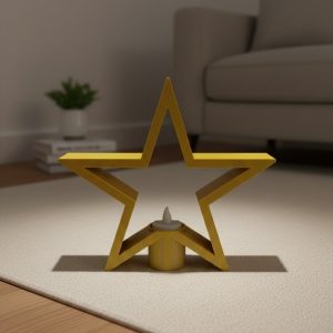 Sarı Yıldız Mumluk Modern Salon ve Raf Dekoru