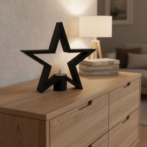 Siyah Yıldız Şeklinde Mumluk Loş Işık Dekor Aksesuarı