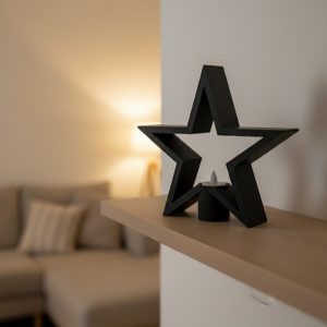 Yıldız Mumluk Siyah Modern Salon ve Raf Dekoru
