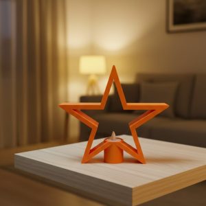 Turuncu Yıldız Mumluk Loş Işık Salon Dekoru