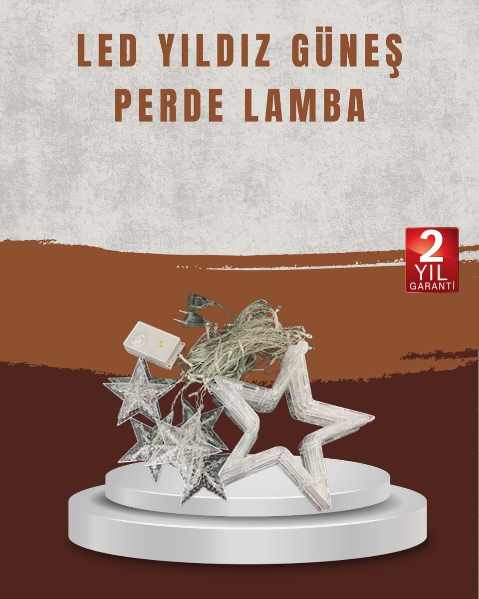 Yıldız Desenli Perde Tipi Peri Led 3x3 Metre Aydınlatma