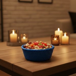 Yuvarlak Çerezlik Lacivert Salon ve Masa Üstü Sunum Kasesi