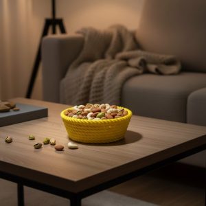 Yuvarlak Çerezlik Sarı Canlı Renkli Dekoratif Sunum Kasesi