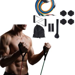 Direnç Seviyeli Pilates ve Fitness Egzersiz Bandı Seti Kapı Askılı