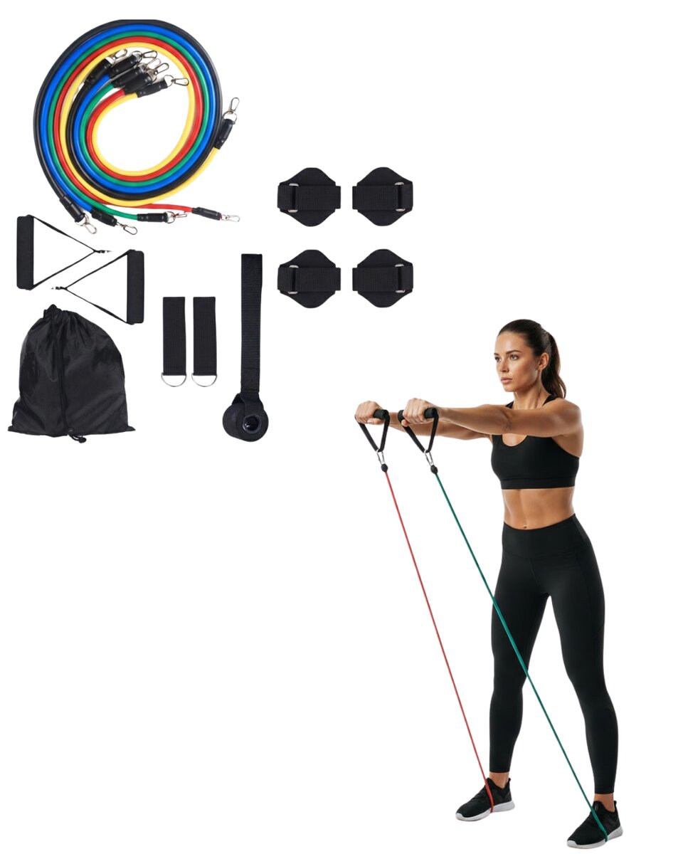 11 Parça Çok Fonksiyonlu Kapı Arkası Egzersiz Bandı Ev Tipi Spor Seti