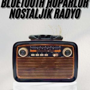 Bluetooth Hoparlör Ahşap Renk Vintage Işıklı Nostaljik Radyo Fm Ahşap Görünümlü