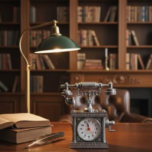 Klasik Telefon Görünümlü Masaüstü Saat ve Alarm