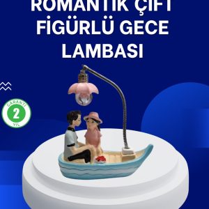 Romantik Sandal Üzerinde Çift Figürü LED Gece Lambası Masa Dekoru