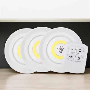 Spot Lamba Led Işık 3'lü Uzaktan Kumandalı Pilli Yapışkanlı Kablosuz