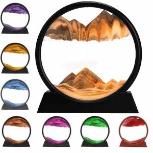 7 Inç Mavi Orta Boy Dekoratif Yuvarlak Şık Kum Tablosu Modern Dekoratif Süs