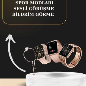 3 Kordonlu Pembe Amoled Ekran Akıllı Saat ve Yeni Nesil Pro Kablosuz Bluetooth Kulaklık ANC/ENC