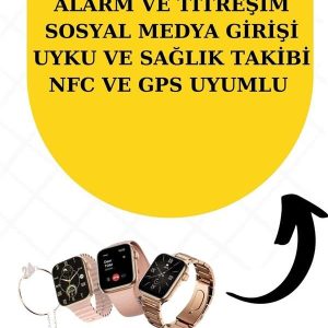 Bileklikli Amoled Ekran Akıllı Saat ve Dijital Göstergeli Kablosuz Bluetooth Kulaklık ANC/ ENC