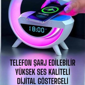 Bluetooth Hoparlör Dijital Göstergeli Wireless Şarj RGB Işıklı