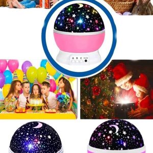 Renkli Yıldızlı Gökyüzü Projeksiyon Gece Lambası Pilli ve USB Kablolu