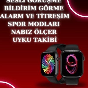 Akıllı Saat Arama Görüşme Bildirim Görme Uyku ve Sağlık Takibi Nabız Ölçer 3 Kordon Hediyeli