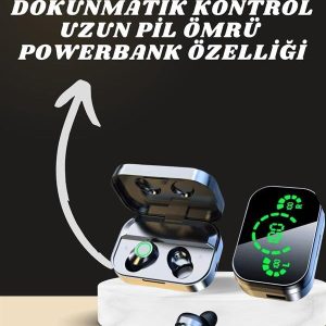 7 Kordonlu Akıllı Saat Ve Aynalı Bluetooth Kulaklık Powerbank Dijital Göstergeli