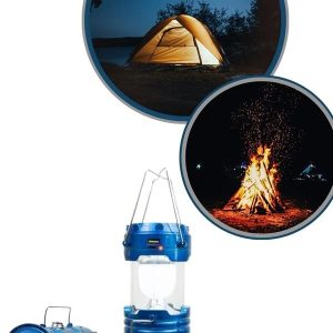 Büyük Boy Güneş Enerjili Kamp Feneri Işıldak Lamba USB Şarjlı