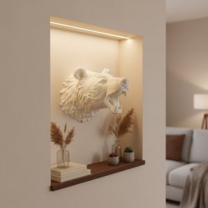 Dekoratif Beyaz Ayı Duvar Heykeli Asılabilir Hediyelik 25x19 cm