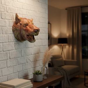 Gold Kurt Duvar Aksesuarı Asılabilir 3D Dekoratif Heykel 25x19 cm