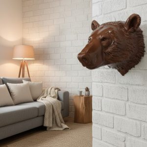 Ayı Başı Duvar Dekoru Modern Asılabilir Heykel 25x19 cm