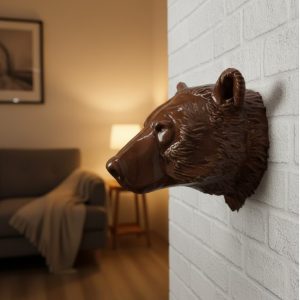 Dekoratif Ayı Duvar Heykeli Asılabilir Hediyelik 25x19 cm