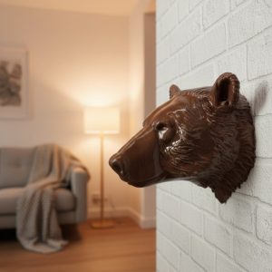 Ev ve Ofis İçin Dekoratif Ayı Başı Heykel Hediyelik Duvar Aksesuarı