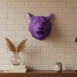 Özel Seri Mor Kurt Duvar Süsü Hediyelik Dekoratif Asılabilir Heykel