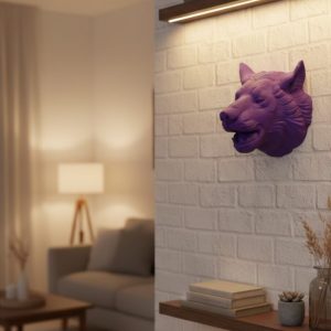 Dekoratif Mor Kurt Duvar Heykeli Asılabilir Hediyelik 25x19 cm