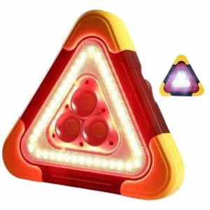 Işıklı İkaz Lambası Reflektör Şarjlı Işıklı Üçgen LED Acil Durum Feneri