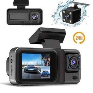 1080P 3 Lensli WİFİ Araç İçi Kameralı Ekran DVR Kaydedici Gece Görüşlü