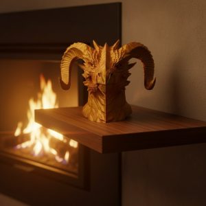 Asil Tasarım Gold–Red Ejderha Heykeli Hediyelik Fantastik Dekor