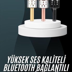 Karaoke Mikrofon Bluetooth Bağlantılı Aux Girişli Uzun Pil Ömrü Yüksek Ses Kaliteli