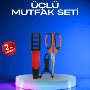 Profesyonel Mutfak Makas Seti –  Kesim Makası + Soyacak + Bileyici
