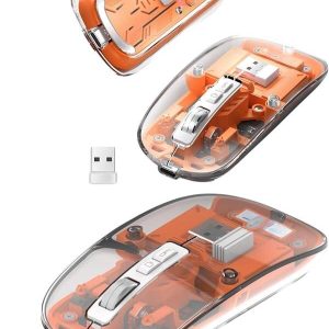 Sessiz Tıklama Çift Modlu Bluetooth Ve Alıcı Şeffaf Mouse Fare