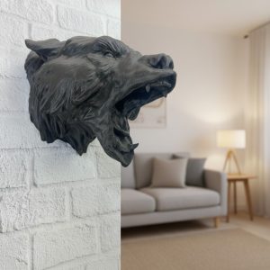 Siyah Ayı Figürü Duvar Dekoru Asılabilir Hediyelik Heykel 25x19 cm (Kopya)