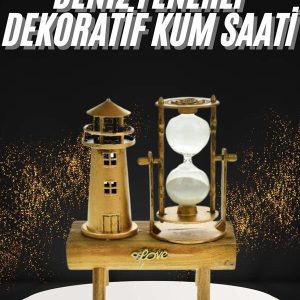 Hediyelik Eşya Retro Deniz Fenerli Kum Saati Ahşap Görünümlü Dekoratif Eşya