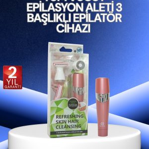 3 Başlıklı Yüz ve Vücut Tüy Temizleme Cihazı Pembe