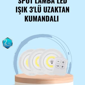 Ev Ofis Kamp İçin Uygun Uzaktan Kumandalı Yapışkanlı Kablosuz Led Spot Lambalar