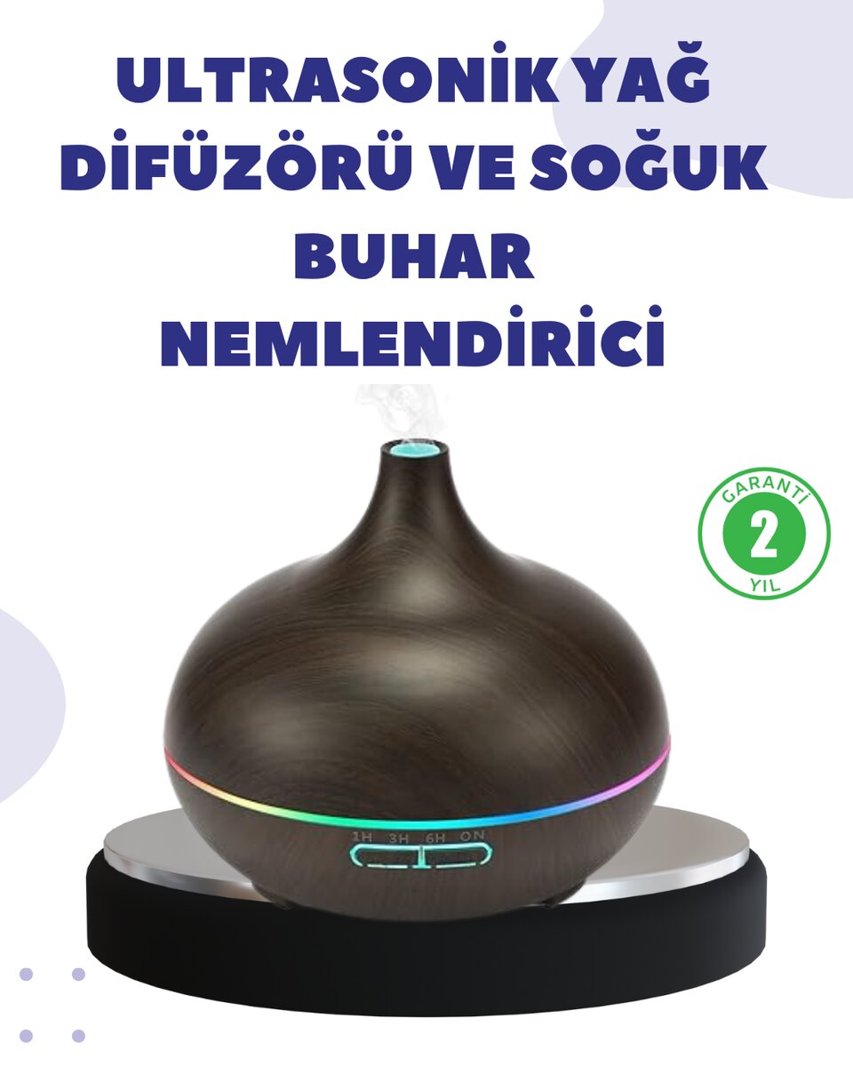 BN01 Uçucu Yağ Uyumlu Renkli LED Işıklı Nemlendirici