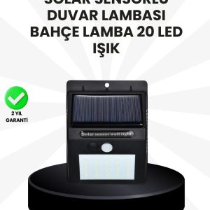 Su Geçirmez IP65 20 LED Solar Sensörlü Bahçe ve Veranda Aydınlatma